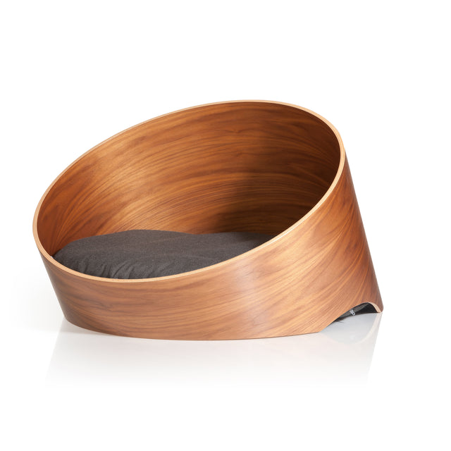 MiaCara Covo Dog Lounge in walnut and mocca, luxury designer dog bed